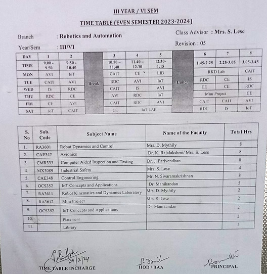 Academic Time Table 1