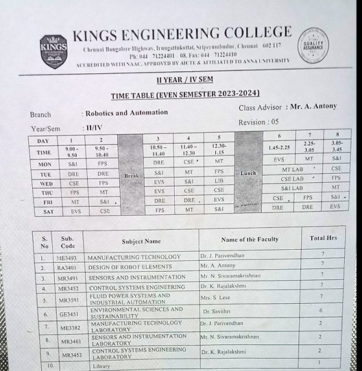 Academic Timetable